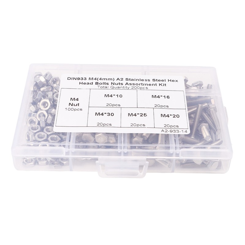 200PCS Hex Bolts Screw 304 Stainless Steel Anti Oxidation Metric