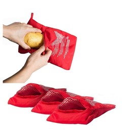 4 Pcs Reusable Red Microwave Potato Bag Potato Cooker Potato Baking Pouch Perfect Bake Potatoes Just in 4 Minutes