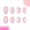 Flower Press on Nails Short Almond Fake Nail False Nails