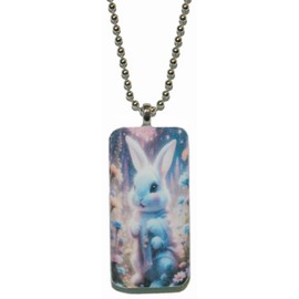 Jazzworks,LLC White Easter Bunny Domino Necklace (DO028)