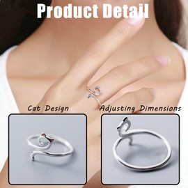 Pack of 6 Crochet Rings for Crochet, Adjustable Knitting Loop Crochet Ring, Knitting Crochet Loop Rings for Fingers, Cat Open Crochet Ring Holder Accessories