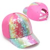 Girls Glitter Baseball Cap Criss Cross Hat with Messy High