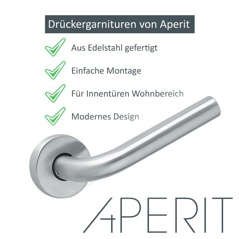 Aperit Door Handle: Stainless Steel Door Handle Pair with Bunbart