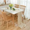 CHUQING Table Runner Beige Boho Gauze Cheesecloth Table Runner for