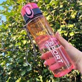 Xingdianfu Sports Water Bottle, 560 ml, Leak-Proof, Fitness Water Cup, Outdoor Water Bottle, Sippy Cup, Water Glasses for Girls, Boys, School, Gym (Orange Purple)