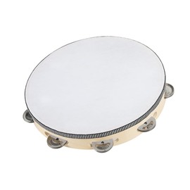 JP Number Tambourine Musical Instrument Percussion Instrument Dance Ballet Wooden Compact Lightweight Easy Tambourine Diameter 9.8 inches (25 cm)