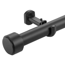 Lwiiom Heavy Duty Curtain Rods,1 1/4" Large Diameter Premium Nonadjustable Curtain Rod,84in/7ft Custom Window Treatment Rods with Durable Aluminum Brackets and End Caps,Black Finish