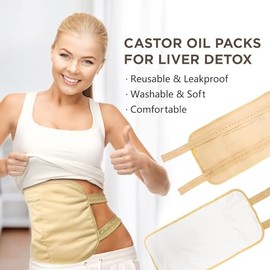 Giolado Castor Oil Pack Wrap Detox: Organic Cotton Flannel Stomach Wrap Compress for Liver Detox and Fertility - Reusable & Highly Absorbent Caster Oil Packs, 1 pc