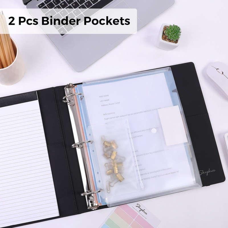 SKYDUE 3 Ring Binder with Clipboard, 2 Inch PU Heavy