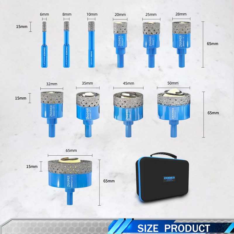 Diamond Core Drill Bits Set - ZNXIMER Porcelain Tile Hole