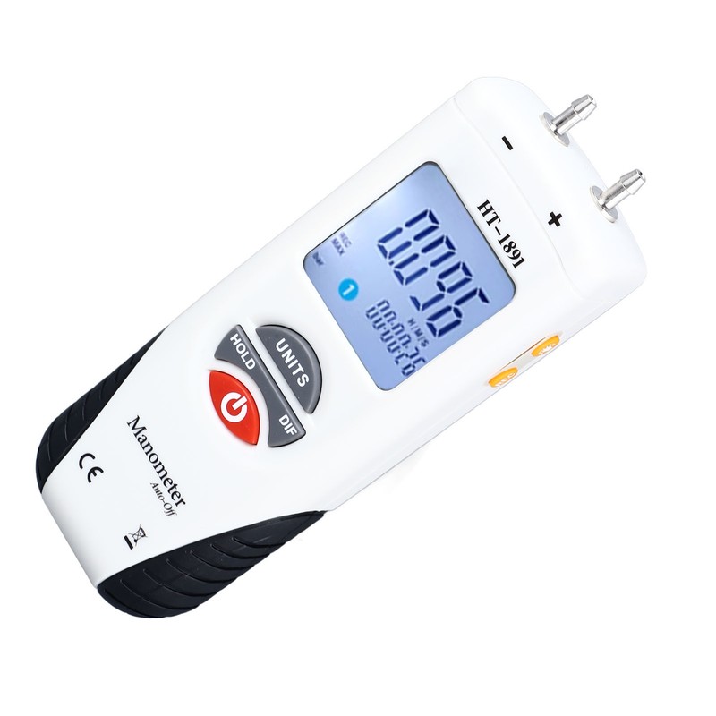 Digital Manometer Backlit Display Differential Dual Port Air and Gas