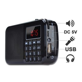 Songway Full Band AM/FM/SW DSP Radio Stereo Loudspeaker LCD Display Alarm Clock Sleep Timer Pocket Radio Digital Demodulation Best Reception with Telescopic Antenna (Black)