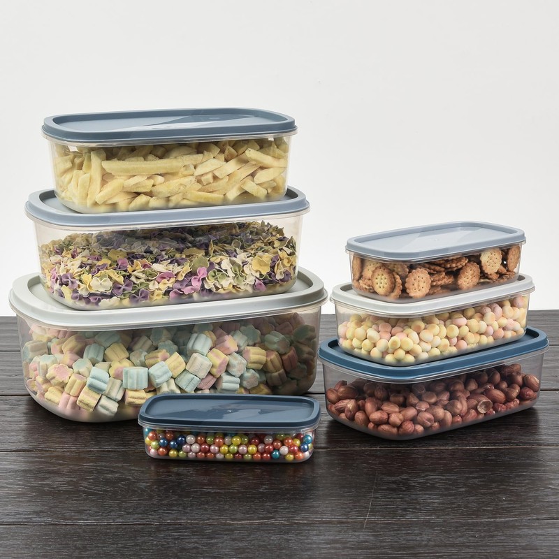 SharpChef 14pc Rectangle Plastic Food Storage Container Set, Stackable, Nesting,