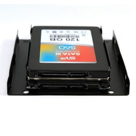 Rhombutech® Dual Mounting Frame for 2 x 2.5 Inch HDD/SSD's to 3.5 Inches, Metal, Optimised for SSD, Adapter Removable Frame Mounting Frame Bracket Rails Including Mounting Screws (1x Mounting Frame)