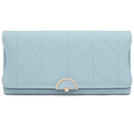 GOUNNU Long Purse for Women PU Leather, Large Capacity PU Leather Women's Wallet Wallet for Women with Multiple Card Slots and Coin Zipper Pocket Ladies Purse Clutch (A-Blue)