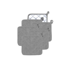 Veikery - Juego de 6 soportes para ollas de horno (100% algodón, 7 x 7 pulgadas), perfecto para cocinar, hornear, servir, barbacoa o cena, color gris