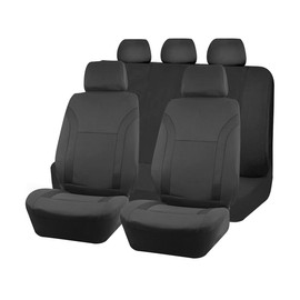 Zpana Car Seat Cover Full Sets, 9PCS Waterproof Vehicle Front and Rear Split Bench Covers with 3D Foam Back Support, Breathable Auto Seat Protective Accessories, Universal for SUV RV Truck (Black)