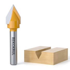REKCKRUL 60-Degree V Groove Router Bit, 1/4" Shank, 1/2" Cutting Diameter