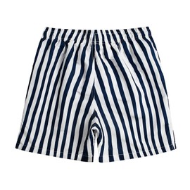 MADHERO Mens Boardshorts Quick Dry Printed Beach Swim Trunk Mesh Lining White Blue Striped Size M