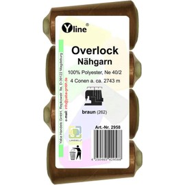 Set of 4 Spools Overlock Sewing Thread, brown, XS M, NE 40/2, 100% Polyester Sewing Thread, Yarn Sewing 2958