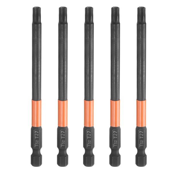 sourcing map 5pcs T27 Torx Head Screwdriver Bit 4" (100mm)