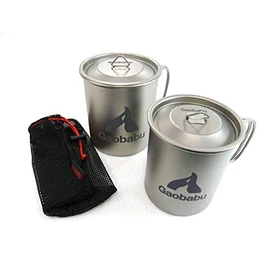 Gaobabuチタンマグカップ 300ml＆400mlのセット（フタ・メッシュ袋付）