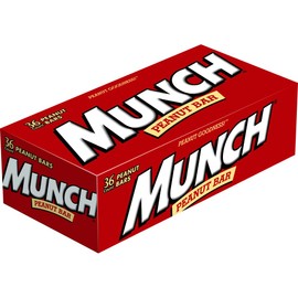 MUNCH Peanut Bar Gluten-Free LOW GLYCEMIC Individually Wrapped, Candy Bulk Box, Single Full Size Single, 1.42-Ounce Bar, 36-Count