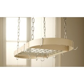 Oval Pot Rack with Grid - Desert Stone with Chrome Accents