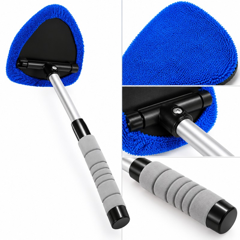 Telescopic Car Windshield Cleaner for Interior Glass – 180° Rotating