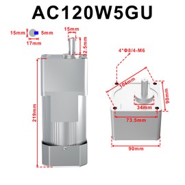 Bemonoc High Torque 110 Volt 50/60HZ 120W Low Speed 15 RPM AC Gear Reducer Motor Reversible Output Shaft 15mm & AC Speed Controller Kits for Production Line