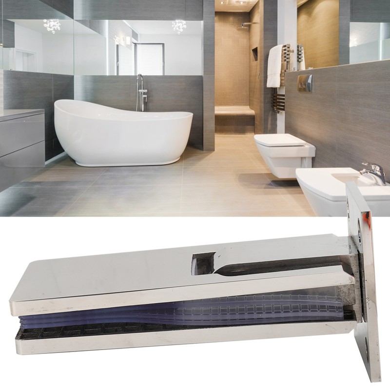 90 Degree Bathroom Door Clip Stainless Steel DoubleSided Shower Glass