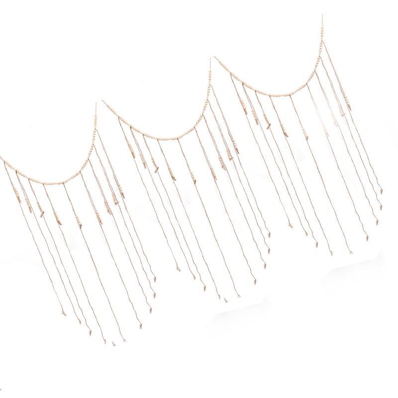 3pcs Hanging Photo Display with Wood Clips Beads DIY 110cm