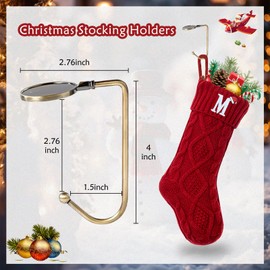 VRFASHION - Medias de Navidad con iniciales, letras H bordadas, monograma grande de 18 pulgadas, calcetines de Navidad de punto, chimenea, decoración familiar, 1 pieza de color rojo y blanco