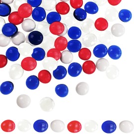 Aflyu 90 Pieces Red Blue White Glass Gemstone Beads Patriotic Vase Fillers Stone Independence Day Bowl Filler Gems Flat Marble Beads Glass Gem Pebbles for Home Decoration (Color B)