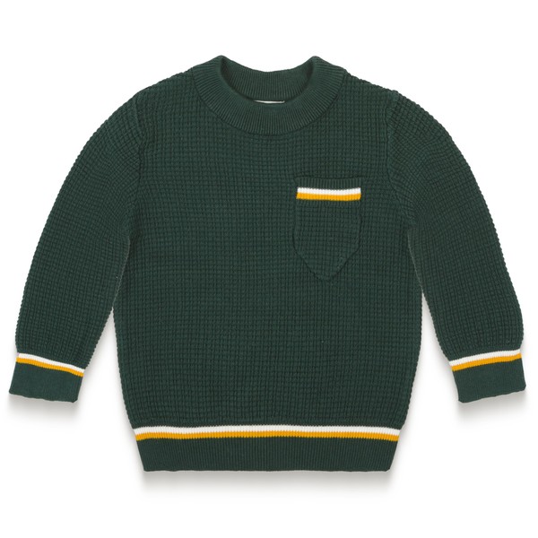 Infant and Toddler Green Knit Pullover Top with Chest Pocket