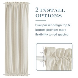 PONY DANCE 100% Door Blinds for Entry Door Side - Privacy Door Window Curtains Thermal Insulate Covering for Patio Door Glass Door Front Door, 12 inch x 72 inches, Natural, 1 Panel