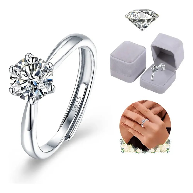Anillo De Compromiso Plata 925 Para Mujer Ajustables Promesa GOOLUU