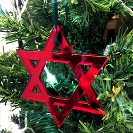 Mirrored Red Star of David Christmas Tree Decoration - Pack of Ten