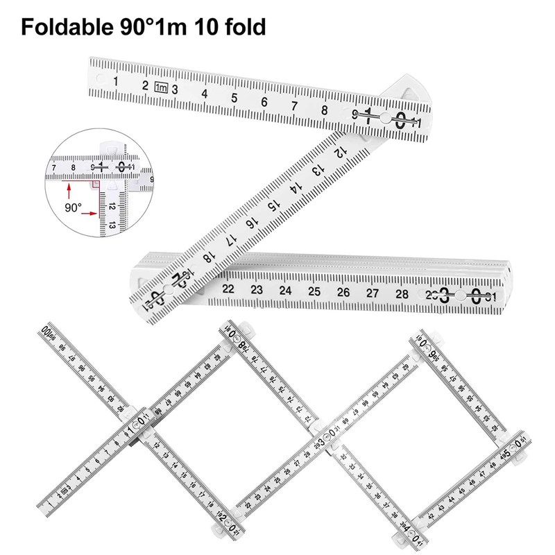 Set of 2 folding rulers, 1 metre mini folding ruler