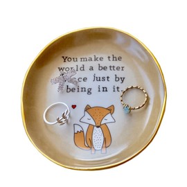 Titanape Fox Gifts for Women Ring Trinket Dish, You Make the World A Better Place Just Being in It Jewellery Dish, Mother's Day Birthday Valentines Christmas Gifts for Women Friend Teacher Nurse Mum
