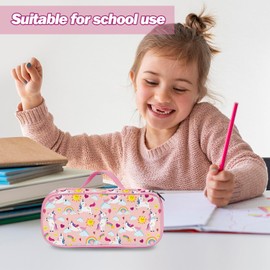 RHONGE Unicorn Pencil Case For Kids, Pink Unicorn Pen Bag For Office Business, Large Capacity School Supplies, Desk Organizer Office, Girls Teens Makeup Bag Birthday Gifts, Rainbow Pen Pouch