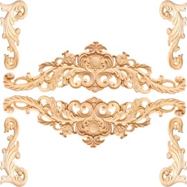 Dtoterul Pack of 6 Wooden Ornaments for Furniture, Ornaments for Furniture Vintage, Wood Carved Corner Onlay Applique, Decorative Wooden Appliques, Wooden Appliques, Furniture Suitable for Walls,