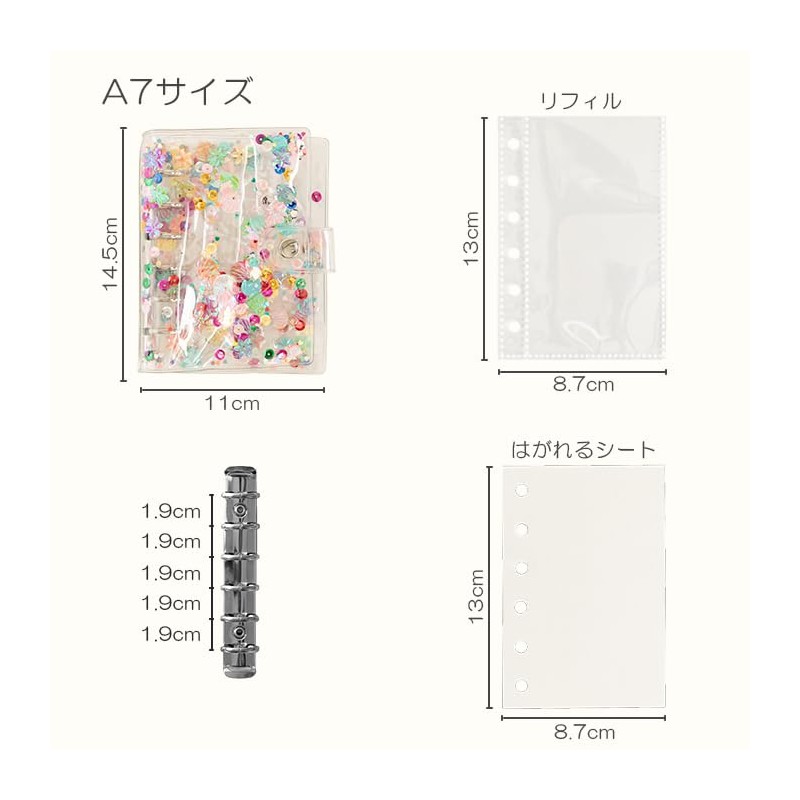 Sealing Notebook, Girls, Elementary School, Replacement, Large Capacity, Binder Type,