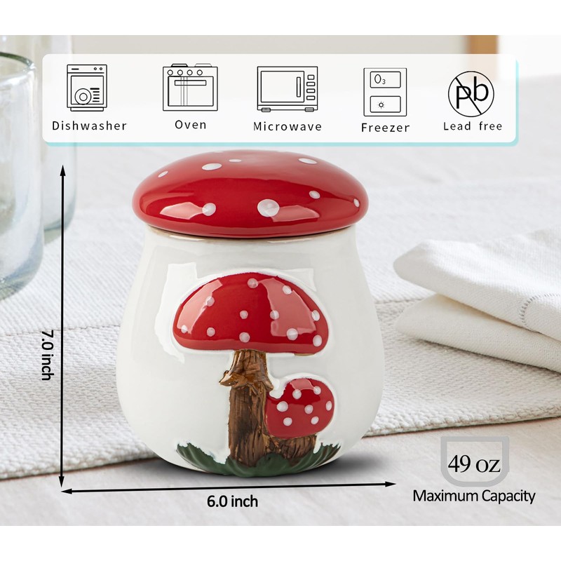 dgudgu Airtight Cookie Jar Mushroom Cookie Jar With Lid Ceramic