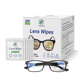 VisClear Lens Wipes for Eyeglasses, 200 Counts, Extra Moist Individually Wrapped Eyeglass Cleaner Wipes, Safe from Scratches and Streak, Glass Wipes for Eyeglasses, Camera Lens & Electronic Screens