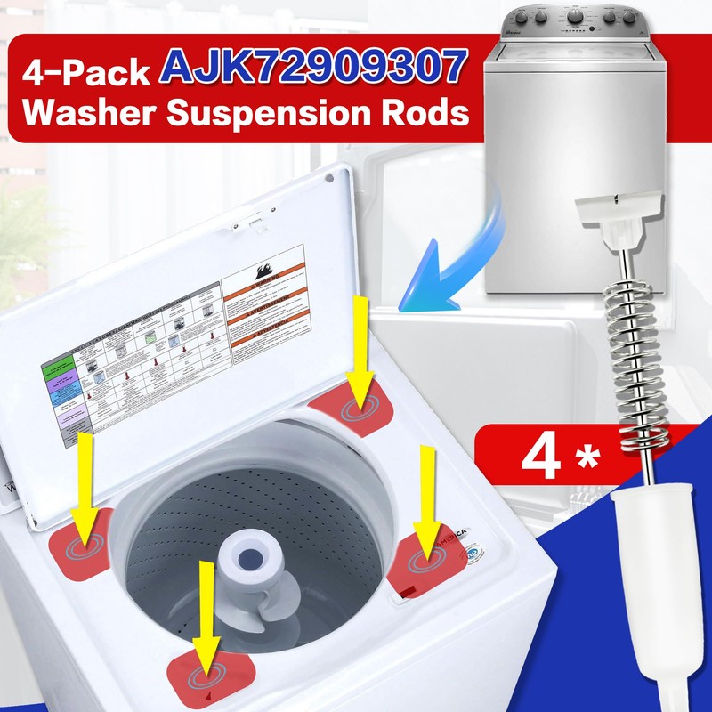4-Pack 4902EA1002E AJK72909307 Washer Suspension Rods, 25.8 Inch Compatible with
