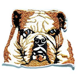 Nipitshop Patches Head Pug Pitbull Bulldog Dog Cartoon Kids DIY Embroidered Appliques Patch Patterns Sew Iron on Badge Patch for Cloth Decoration Happy Birthday Gift