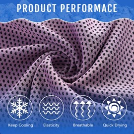 Hosuly 12 Pieces Cooling Towels for Hot Weather Soft Breathable Cold Towel Yoga Towels for Sweat, Sports, Workout, Fitness, Gym, Running, Travel Camping, 12 x 40 Inch (Pink)