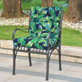 LVTXIII Outdoor Tufted High Back Cushions, Solid Fluffy Seat and Back Chair Cushion with Ties, Patio Replacement Rocking Chair Cushion for Outdoor Furniture Use (22" W x 20D, 2 Pack, Hanalei Lagoon)