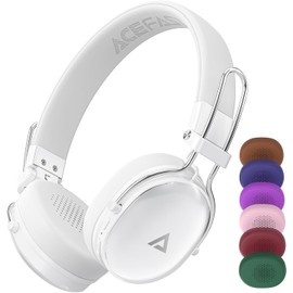 ACEFAST H7 Hybrid Active Noise Cancelling Headphones, Wireless Over Ear Headphones, Multi-Color Replaceable Ear Cups, 60H Playtime, Bluetooth 5.4, Deep Bass, Ultra-Light for Travel, Home, and Office